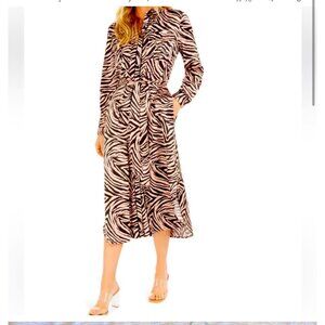 BAR iii x Becca Tilley Zebra Print Belted Long Sleeve Dress Size XS NEW NWOT